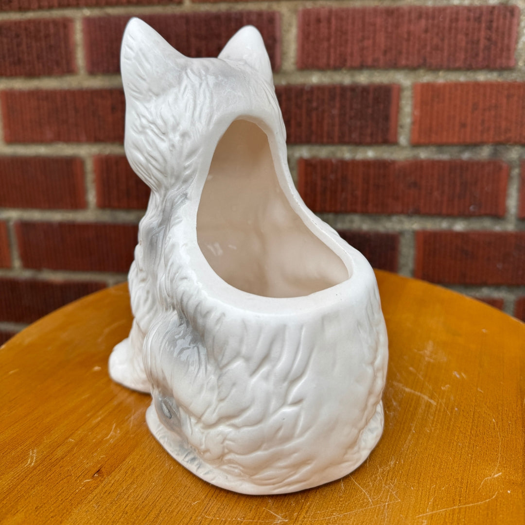 Vintage White Cat Planter
