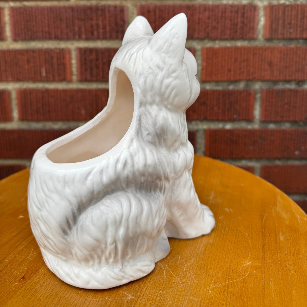 Vintage White Cat Planter