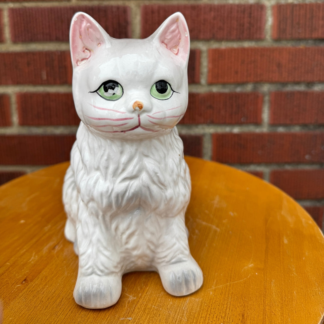 Vintage White Cat Planter