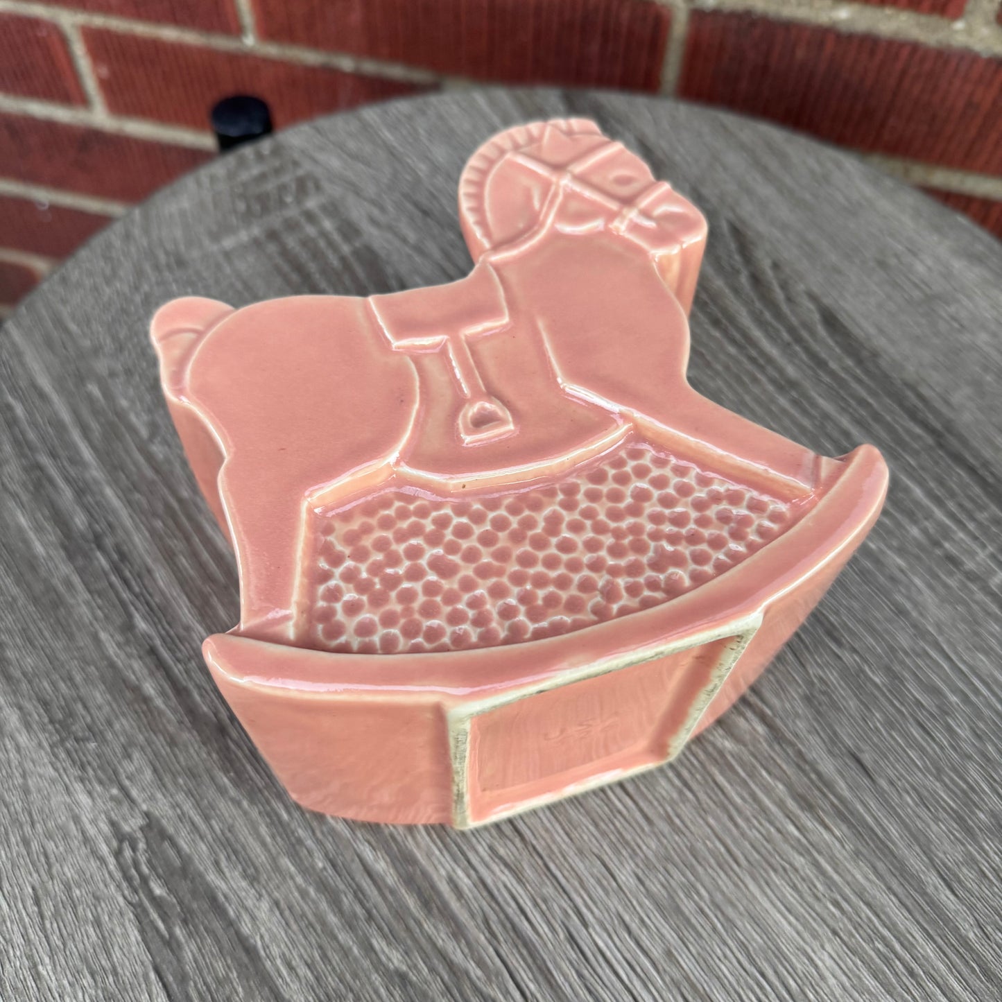Vintage Pink Rocking Horse Planter