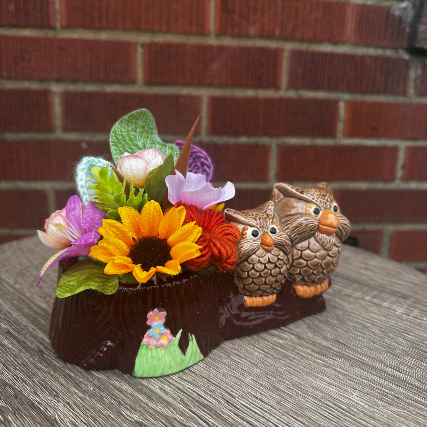 Ceramic Owl Family Planter Bouquet