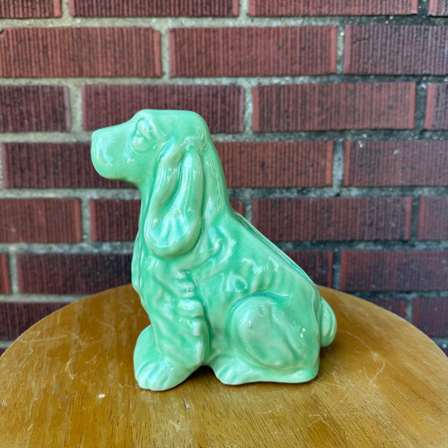 Vintage Shawnee Green Spaniel Dog Planter