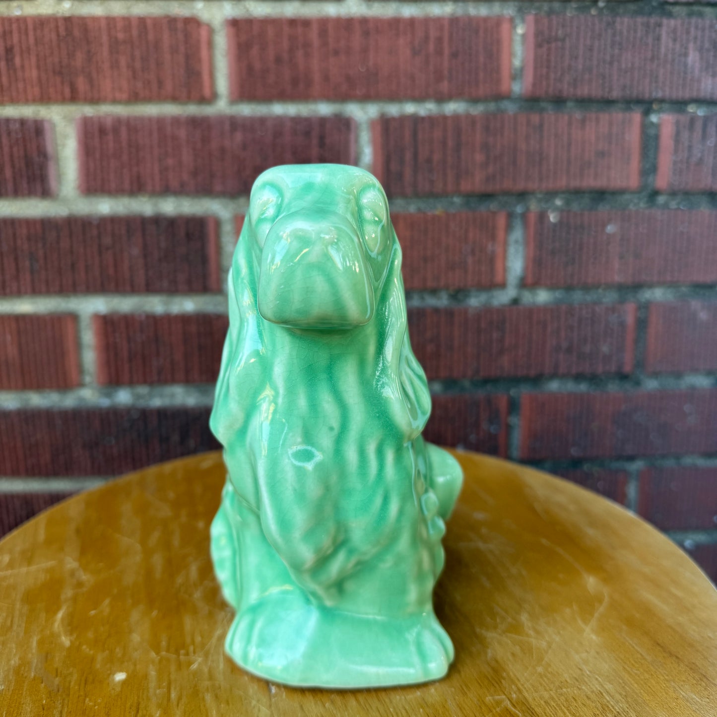 Vintage Shawnee Green Spaniel Dog Planter