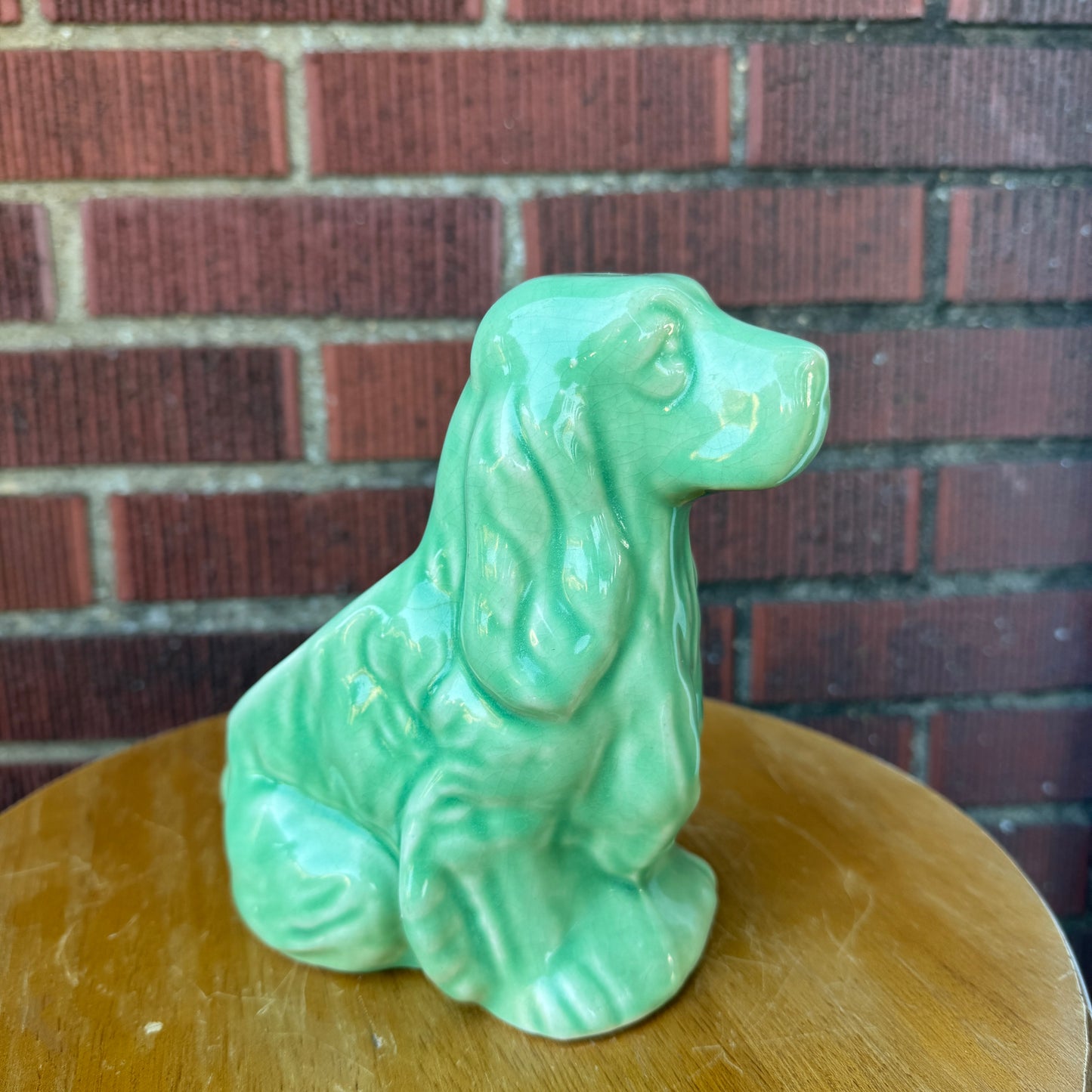 Vintage Shawnee Green Spaniel Dog Planter