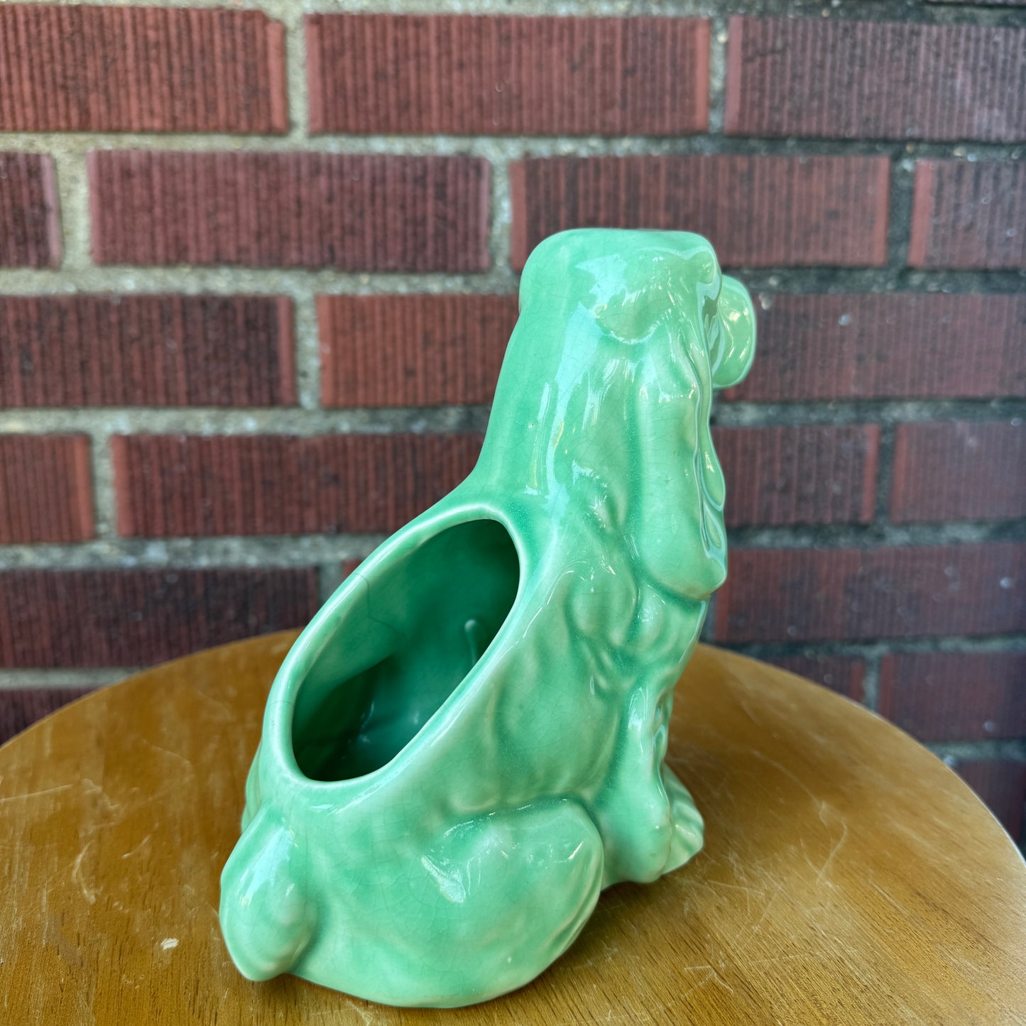Vintage Shawnee Green Spaniel Dog Planter