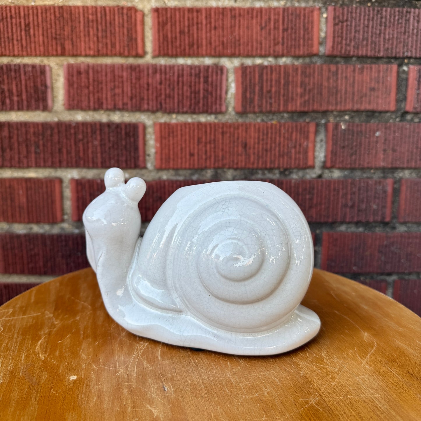 White Ceramic Snail Planter