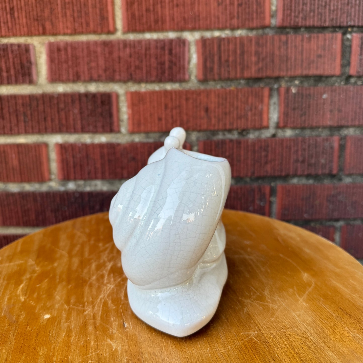 White Ceramic Snail Planter