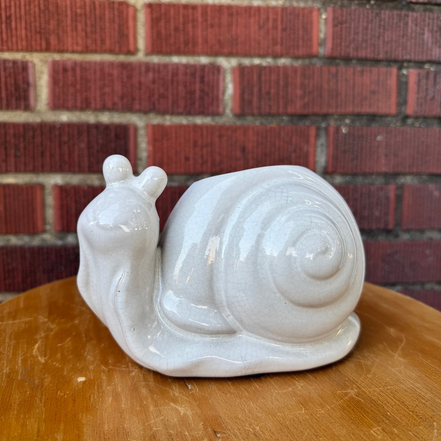 White Ceramic Snail Planter