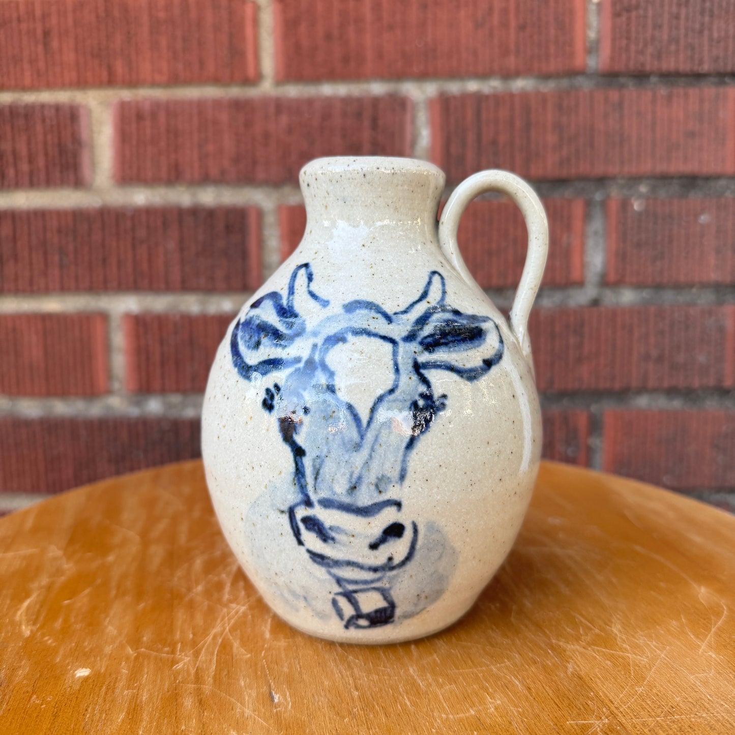 Westlind Stoneware Pottery Pitcher Blue Cow