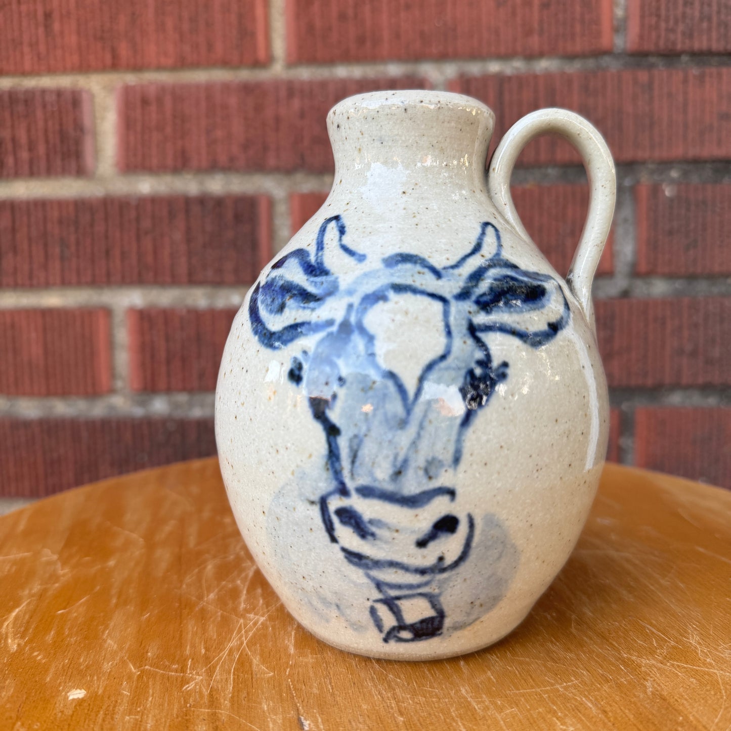 Westlind Stoneware Pottery Pitcher Blue Cow