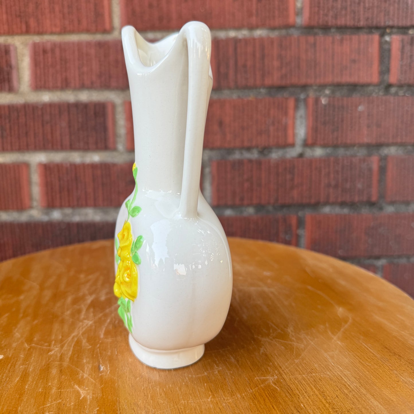 Vintage Yellow Roses Pitcher Vase