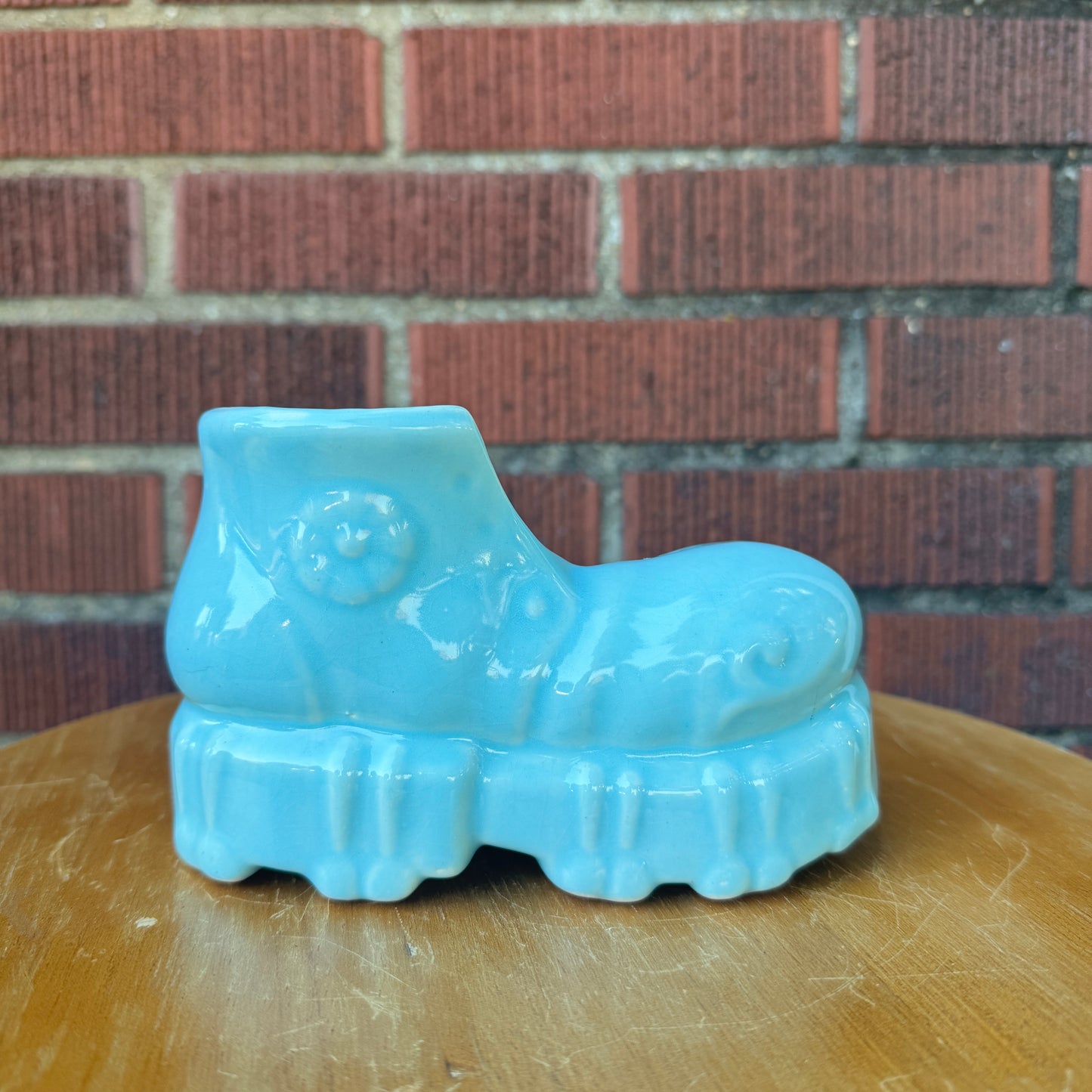 Vintage 70s Style Blue Shoe Planter