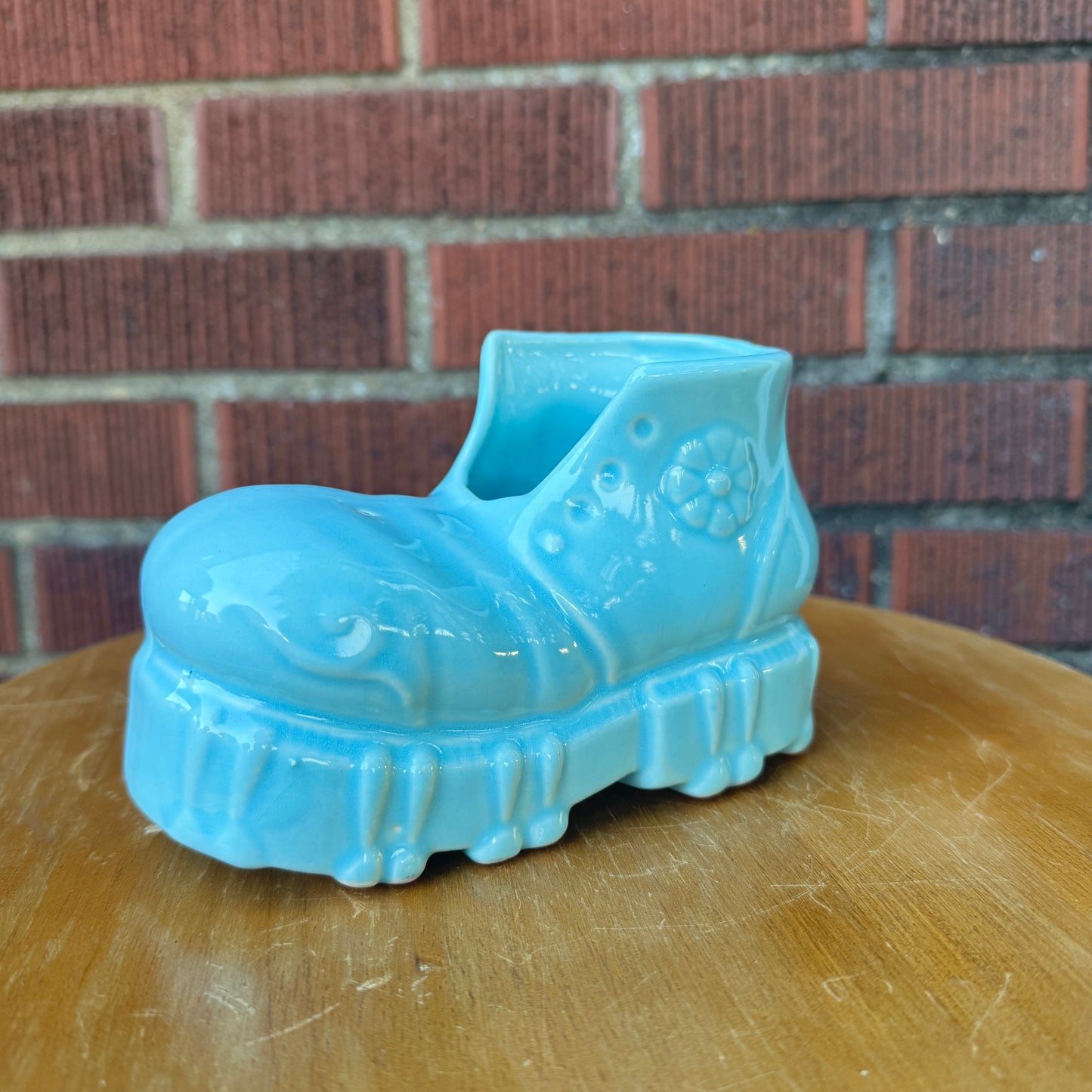 Vintage 70s Style Blue Shoe Planter