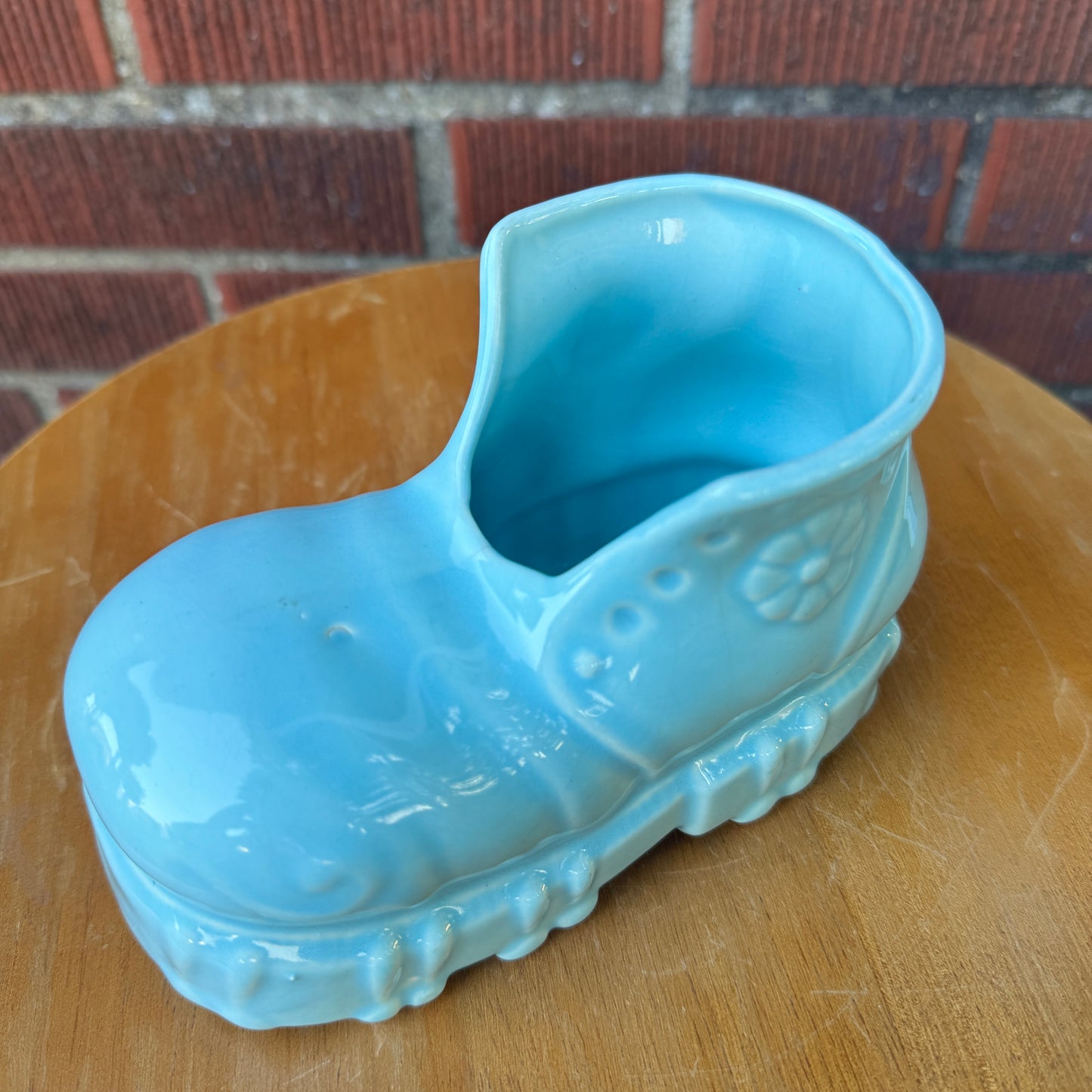 Vintage 70s Style Blue Shoe Planter