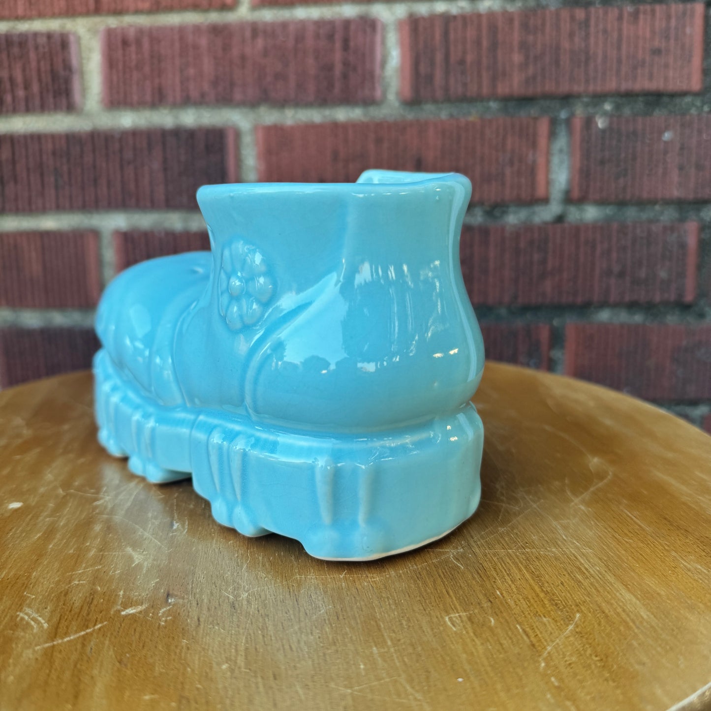Vintage 70s Style Blue Shoe Planter