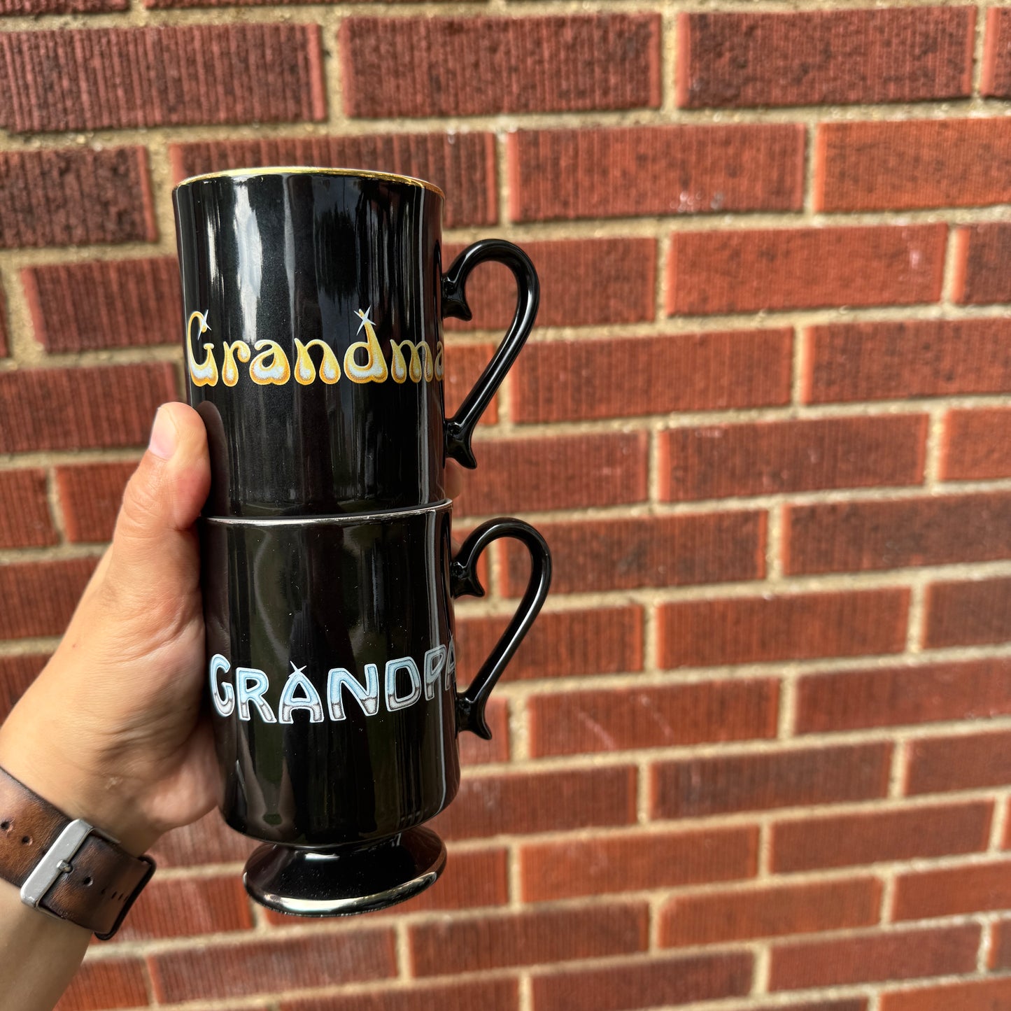 Vintage Grandma/Grandpa Footed Mugs