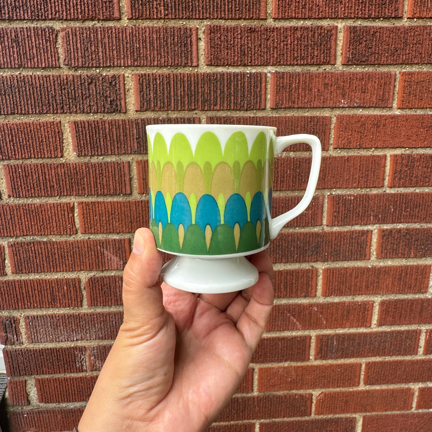 Vintage MCM Blue Green Footed Mug