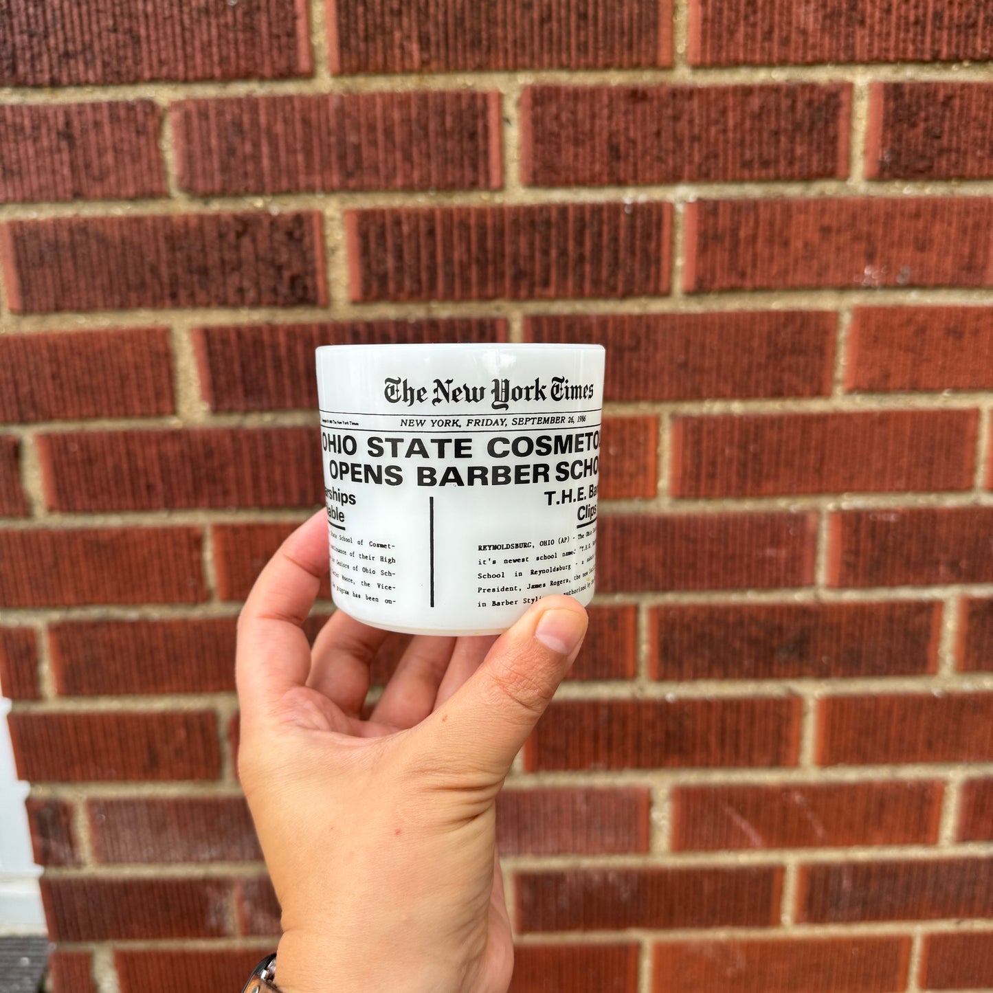 New York Times Milk Glass Mug