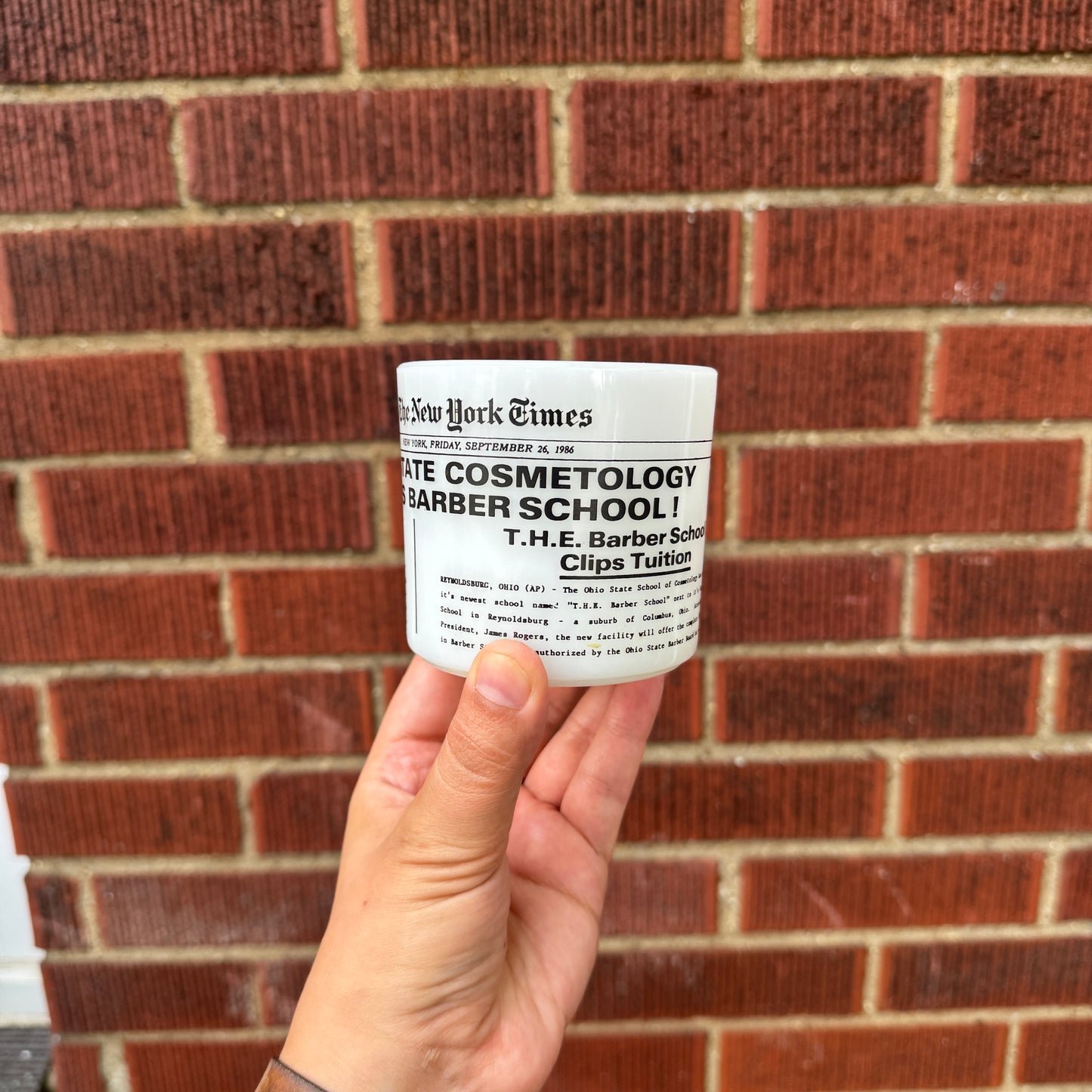 New York Times Milk Glass Mug