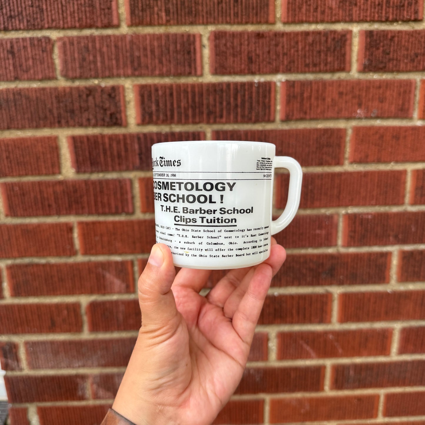 New York Times Milk Glass Mug