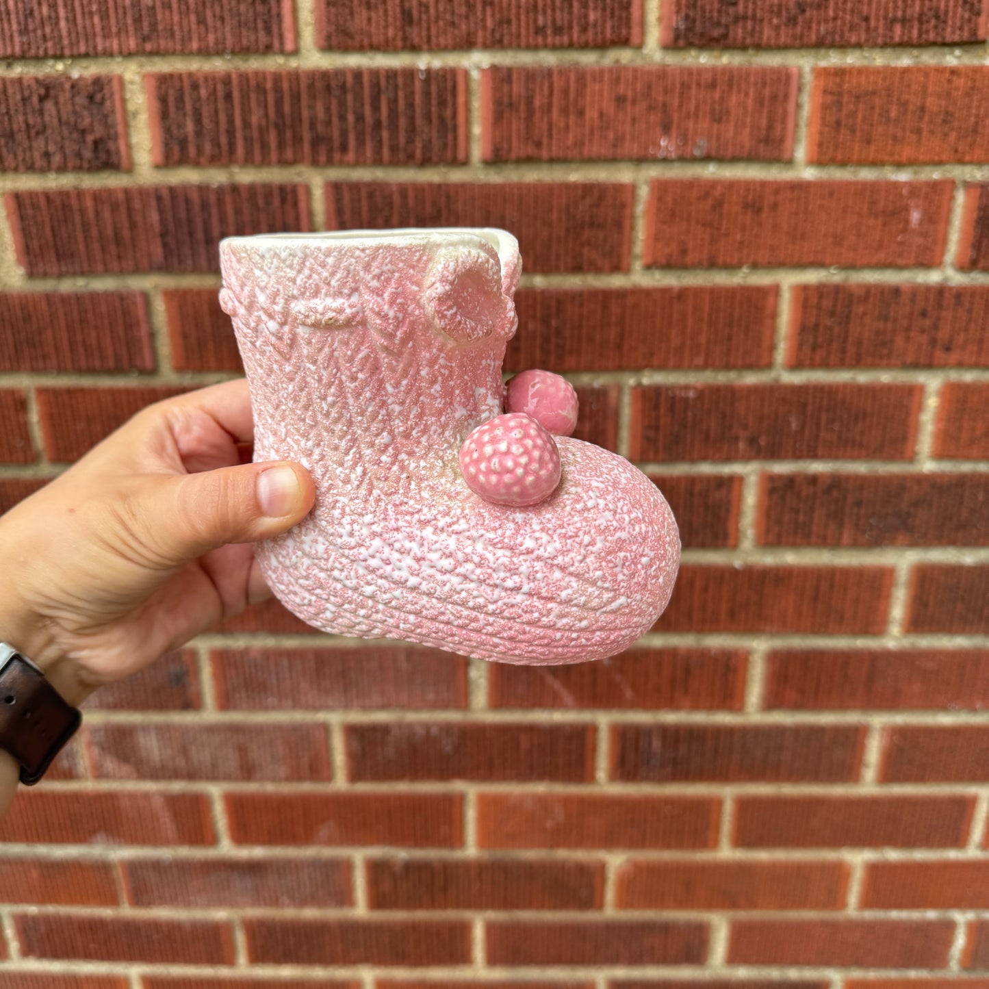 Pink Baby Boot Planter