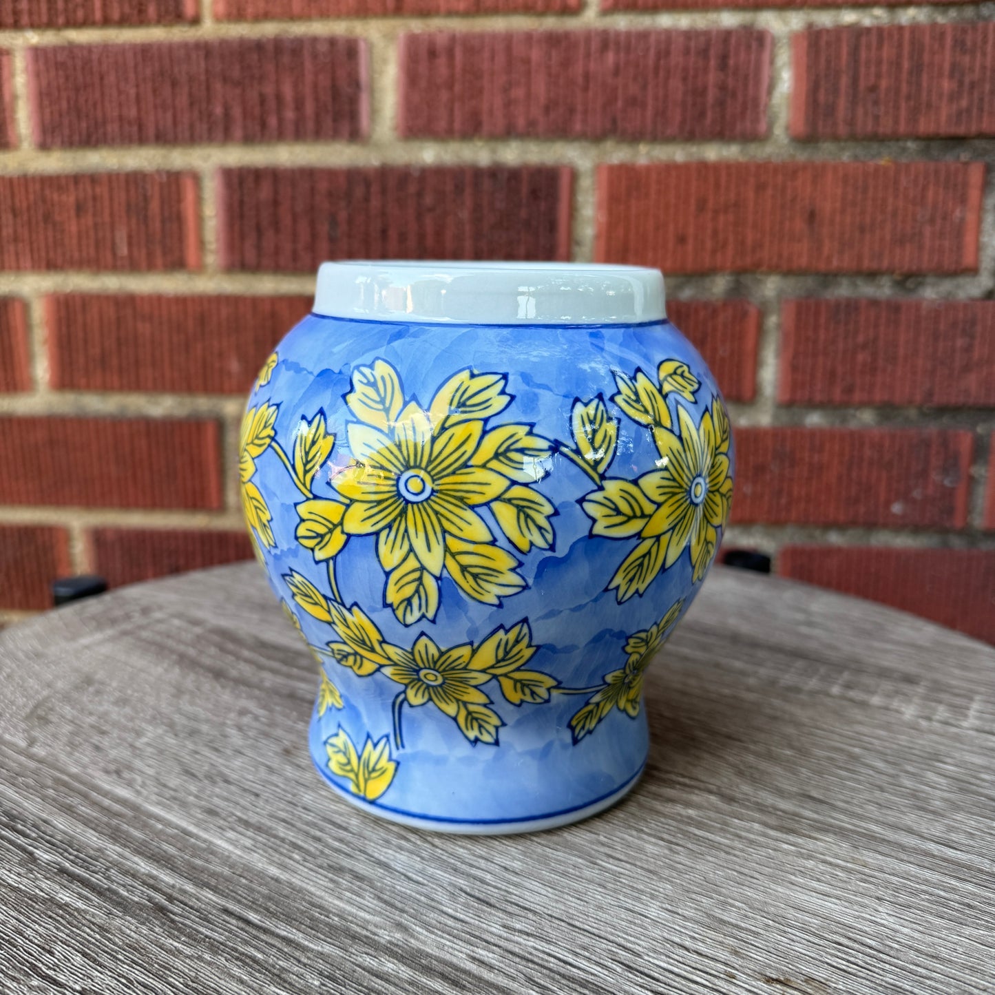 Blue & Yellow Floral Planter