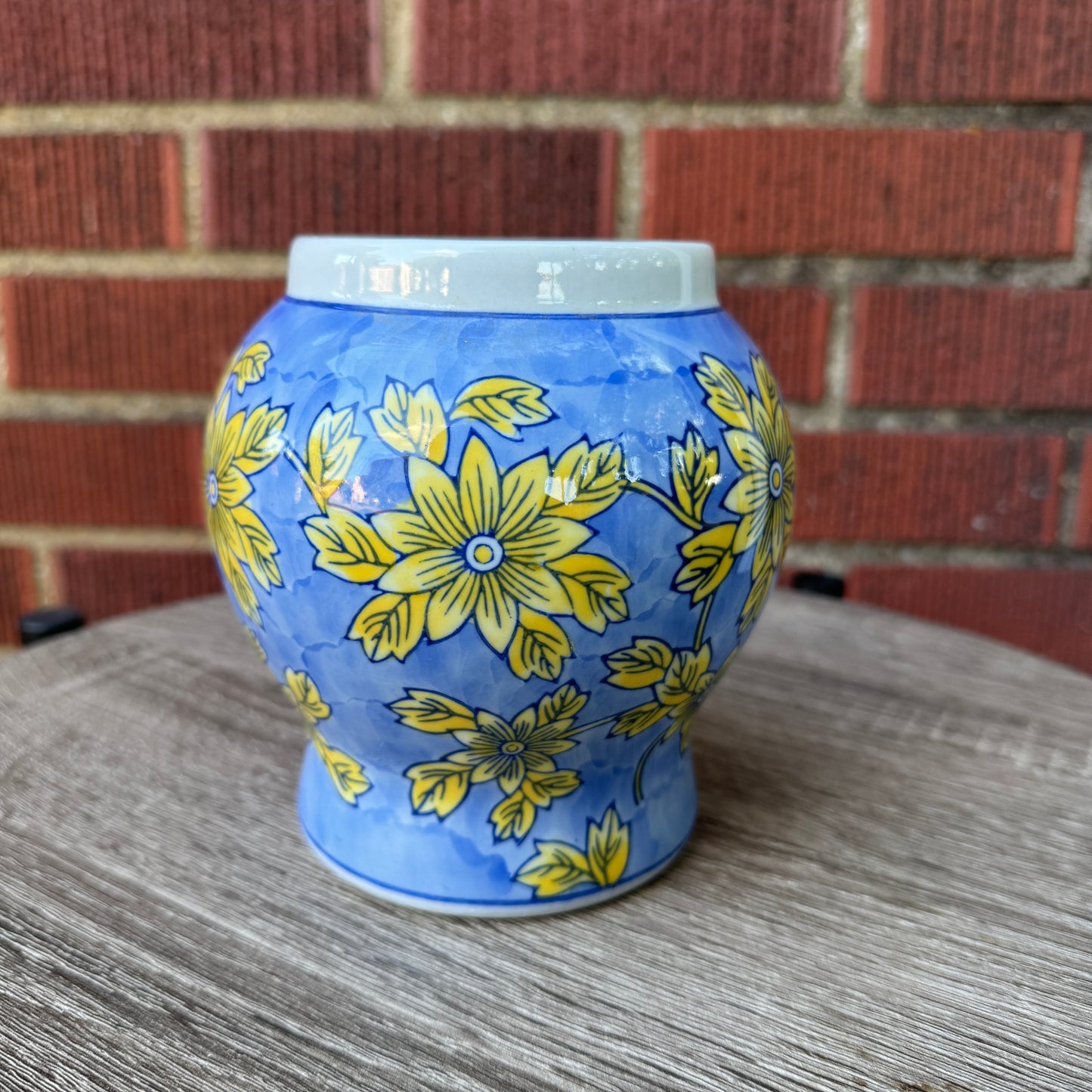 Blue & Yellow Floral Planter