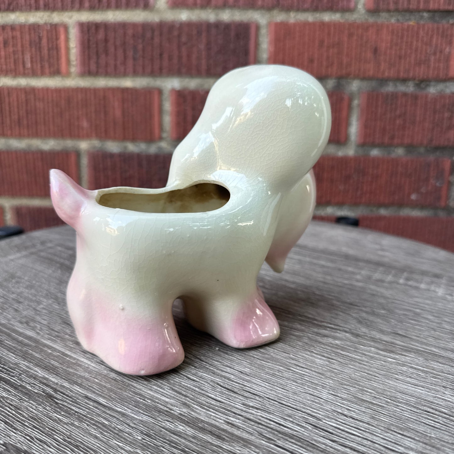 Vintage Pink Ceramic Puppy Dog Planter