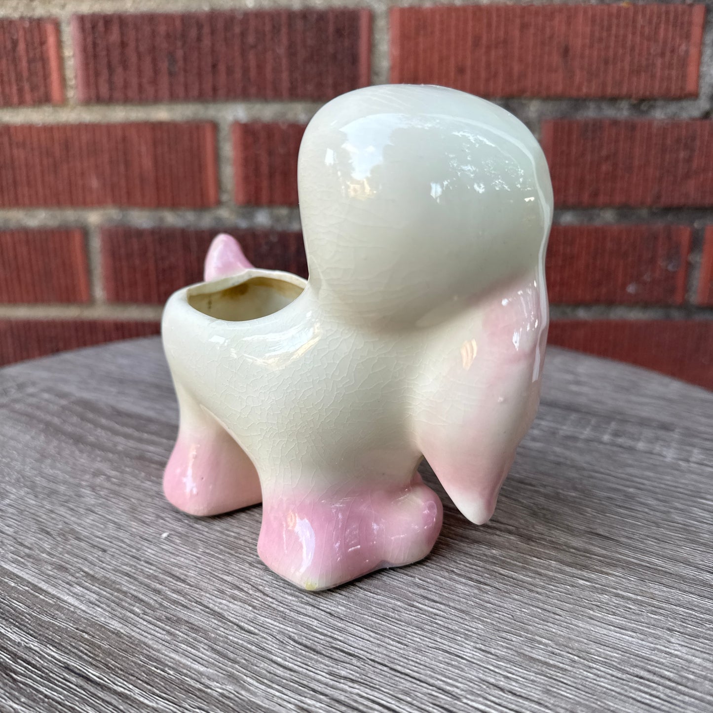 Vintage Pink Ceramic Puppy Dog Planter