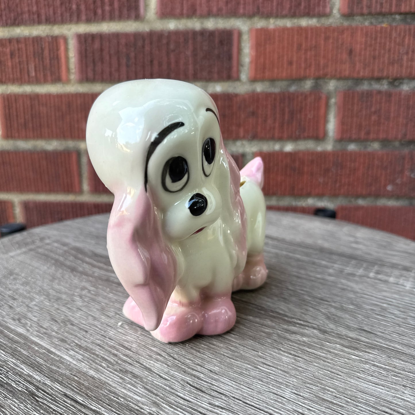 Vintage Pink Ceramic Puppy Dog Planter