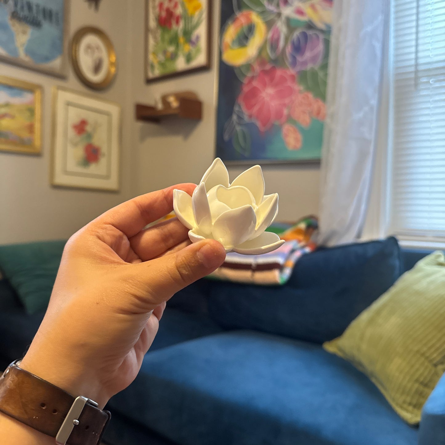 White Lotus CandleStick Holder