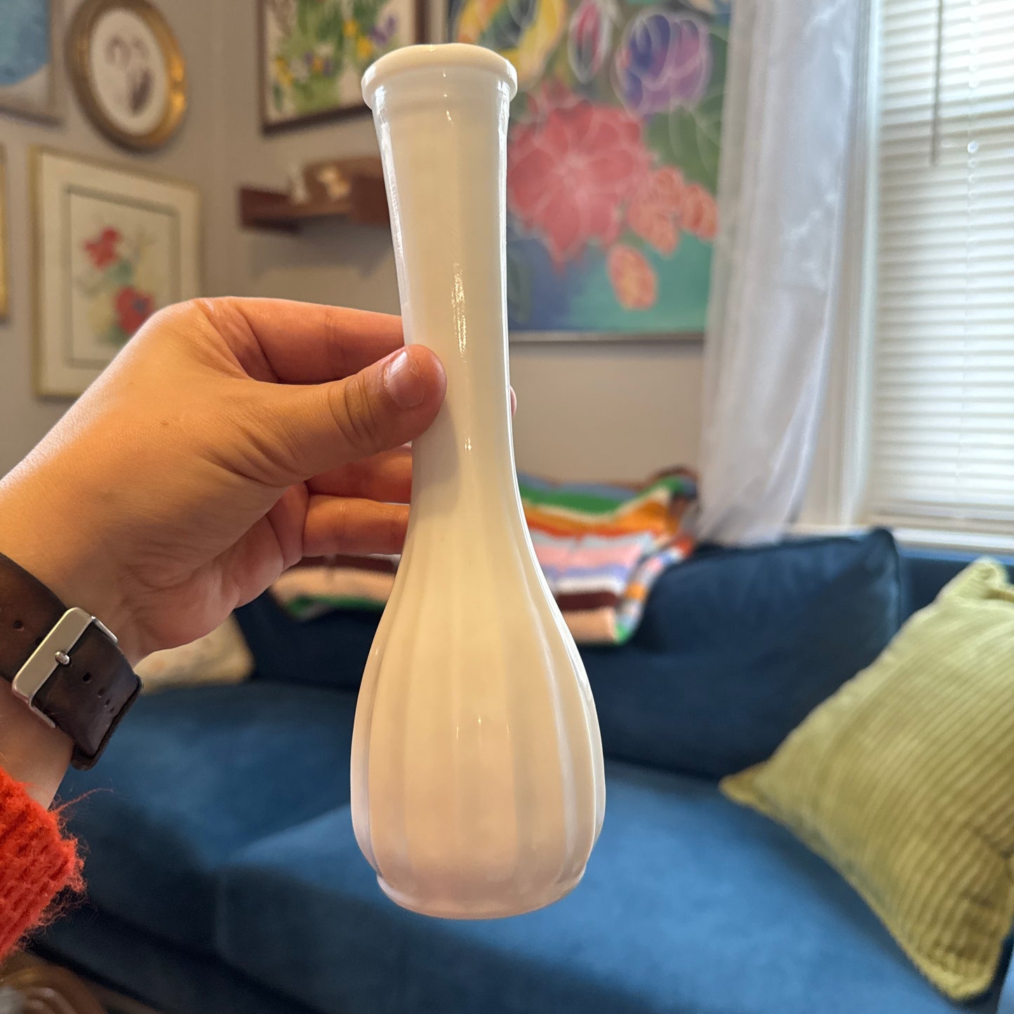 Set of 3 Milk Glass Bud Vases