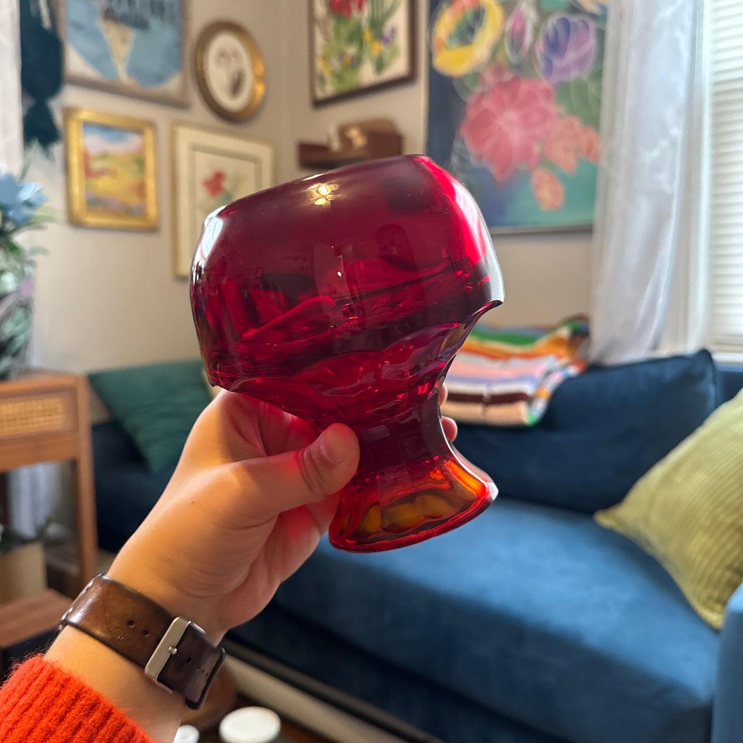 Vintage Ruby Red Glass Goblet