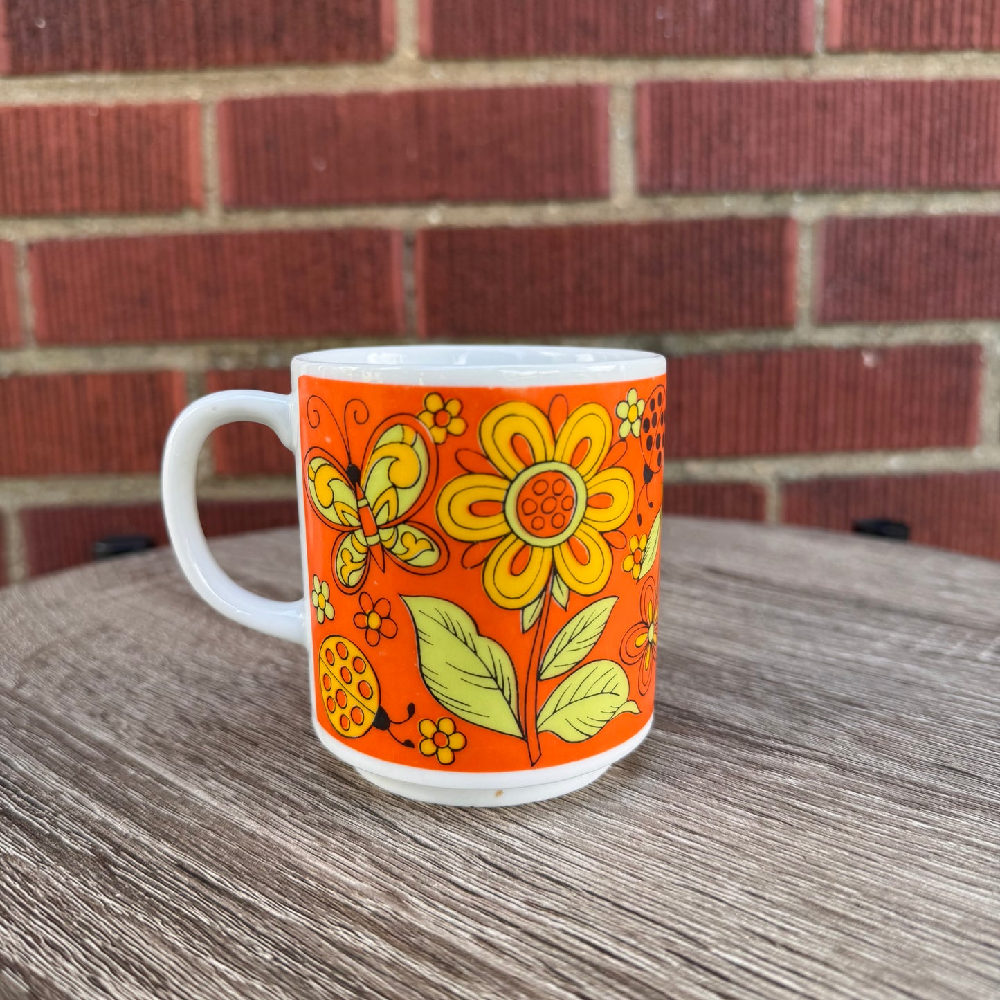 Vintage 1970s Flower Power Butterfly Mug