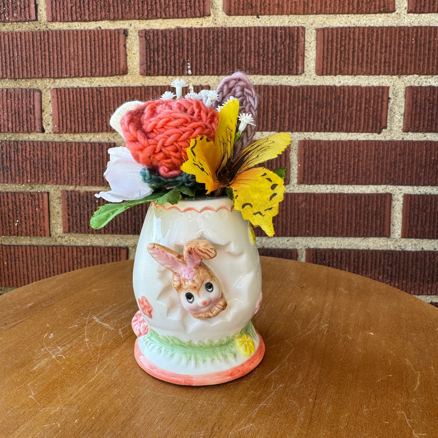 Vintage Porcelain Egg Vase Hatching Bunny
