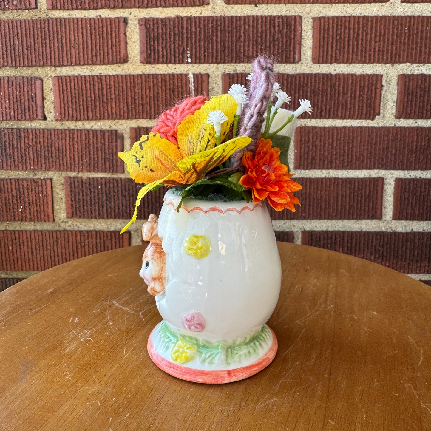 Vintage Porcelain Egg Vase Hatching Bunny