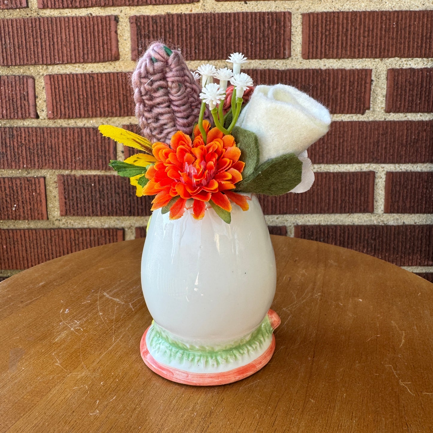 Vintage Porcelain Egg Vase Hatching Bunny