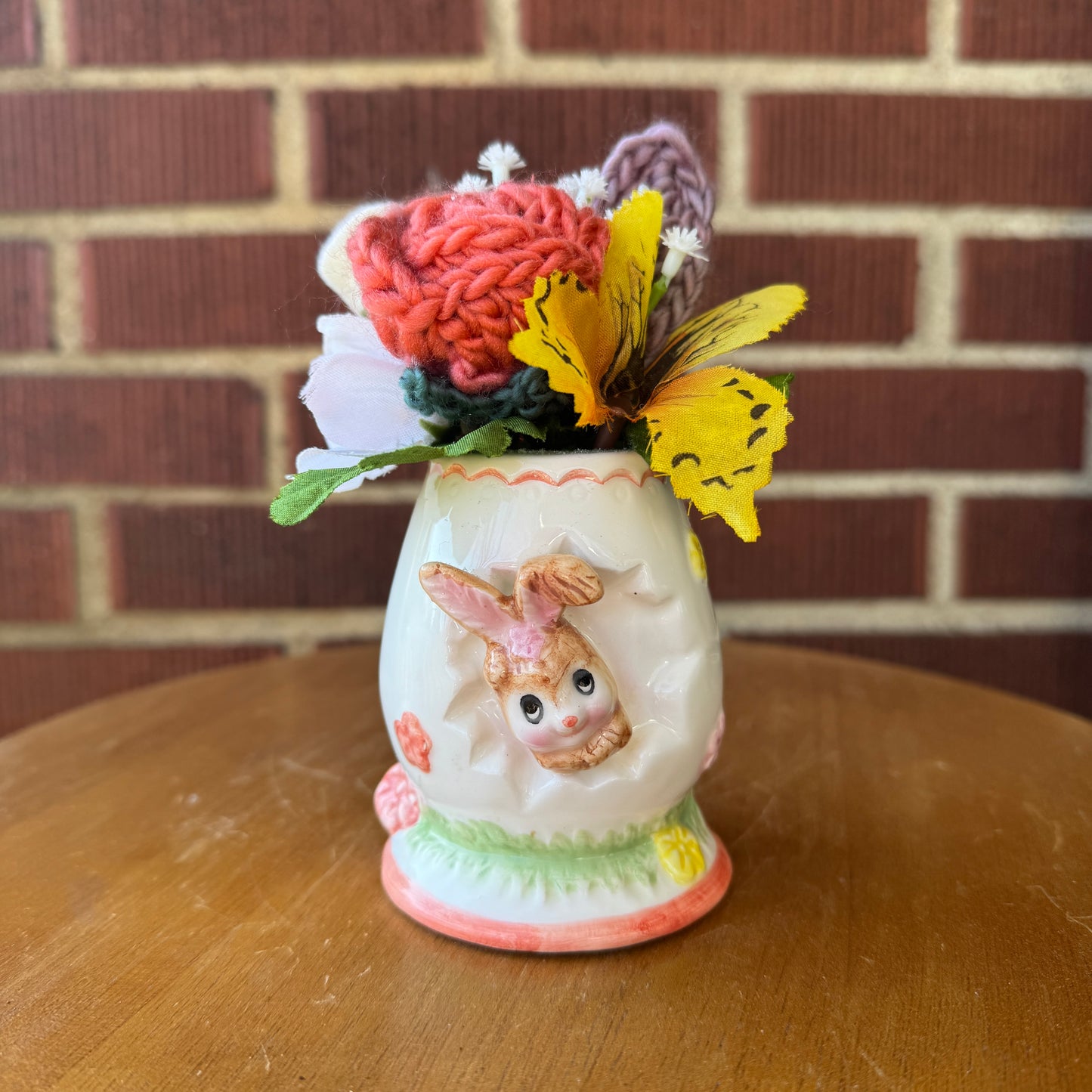 Vintage Porcelain Egg Vase Hatching Bunny
