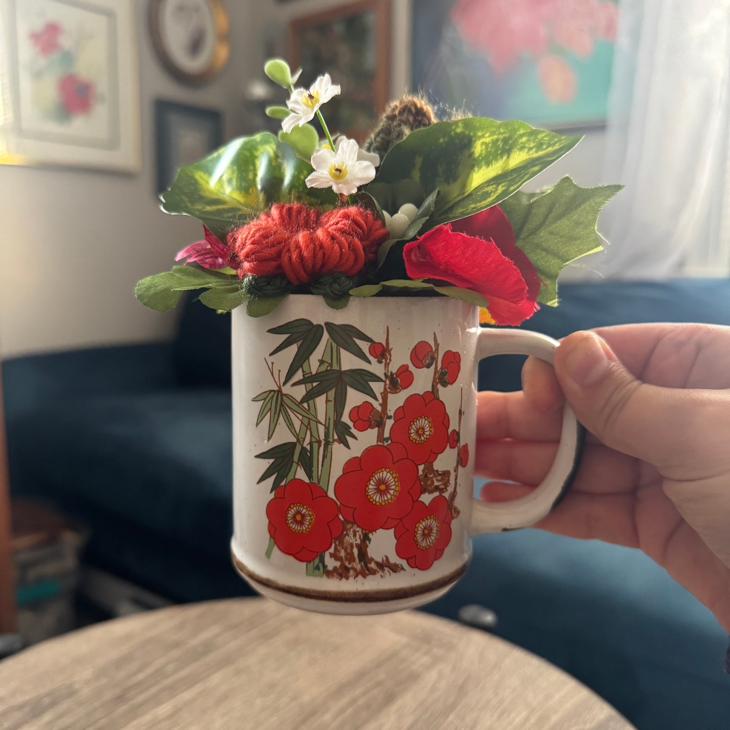 Vintage Japan Stoneware Mug Bouquet