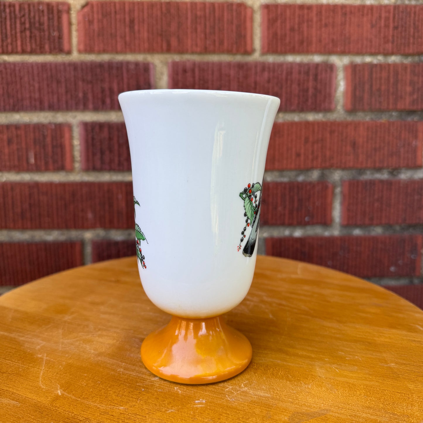 Burnt Orange Cedar Waxing Songbird Pedestal Mug