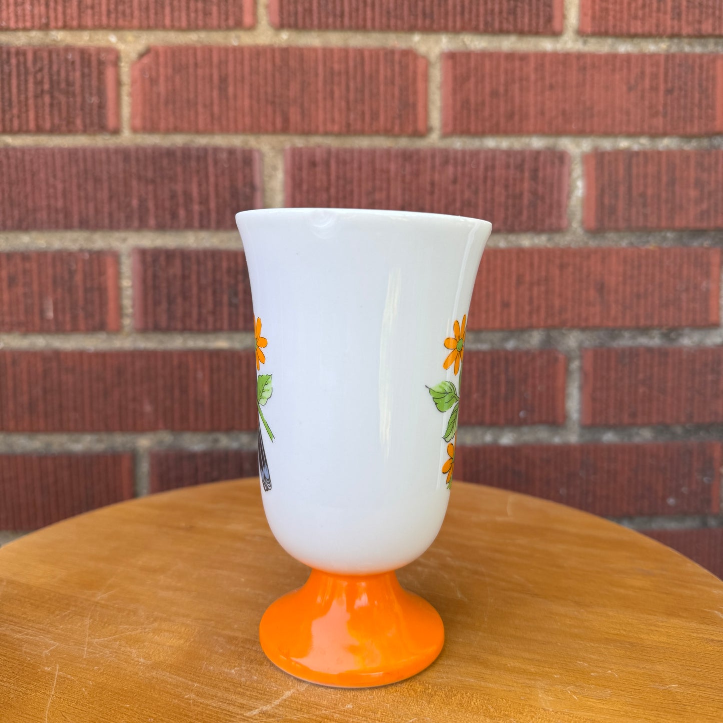 Orange Songbird & Flowers Pedestal Mug