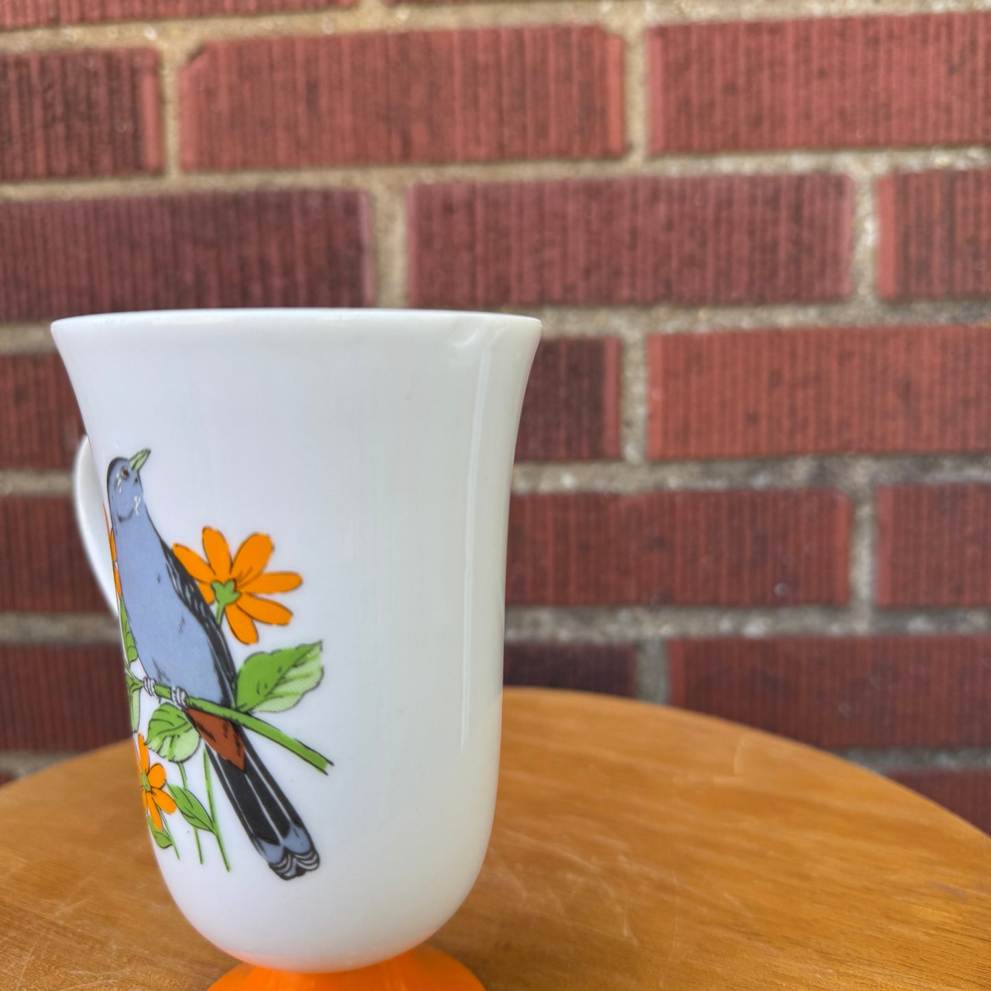 Orange Songbird & Flowers Pedestal Mug