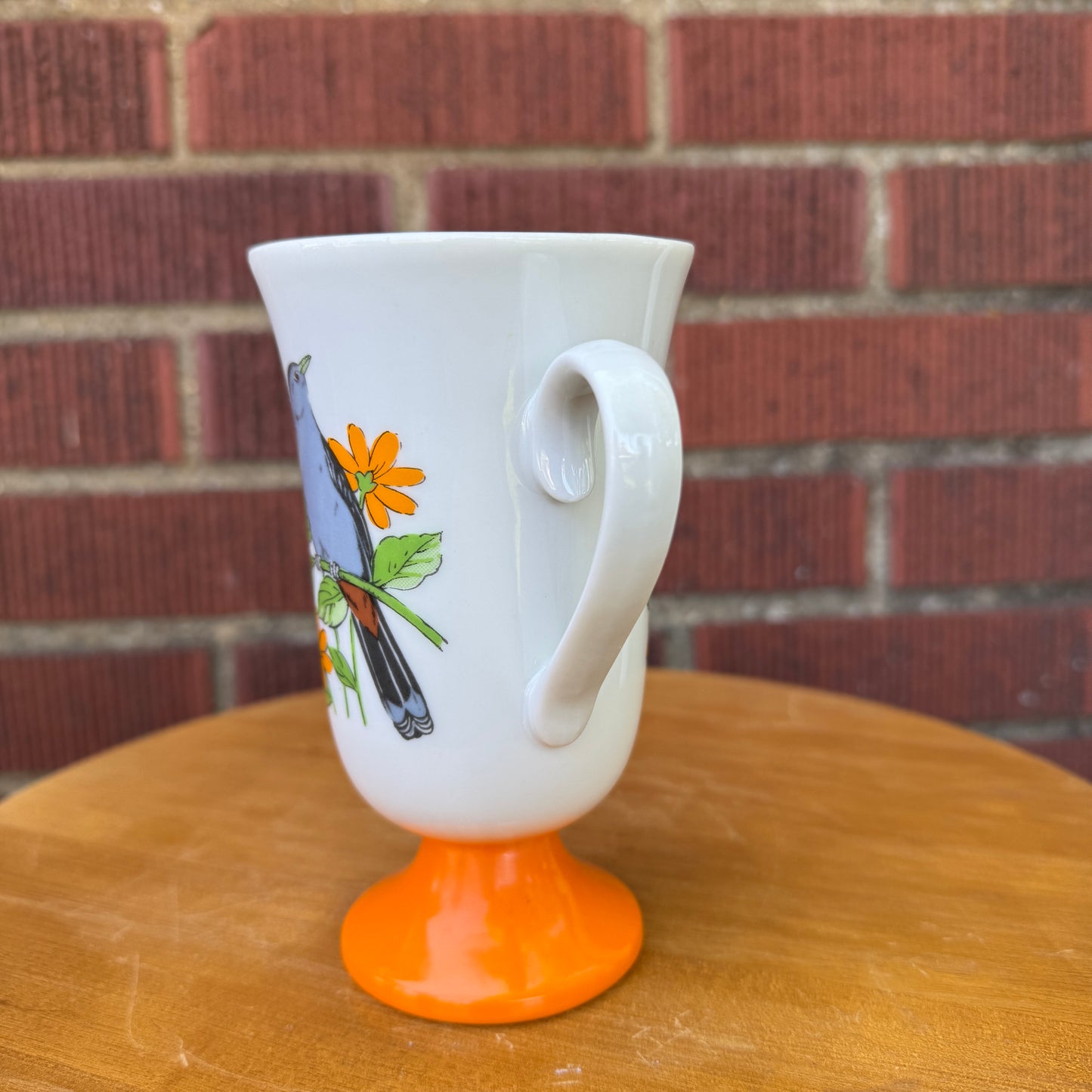 Orange Songbird & Flowers Pedestal Mug