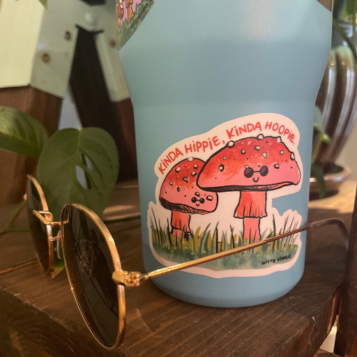 Kinda Hippie, Kinda Hoopie Mushroom Sticker
