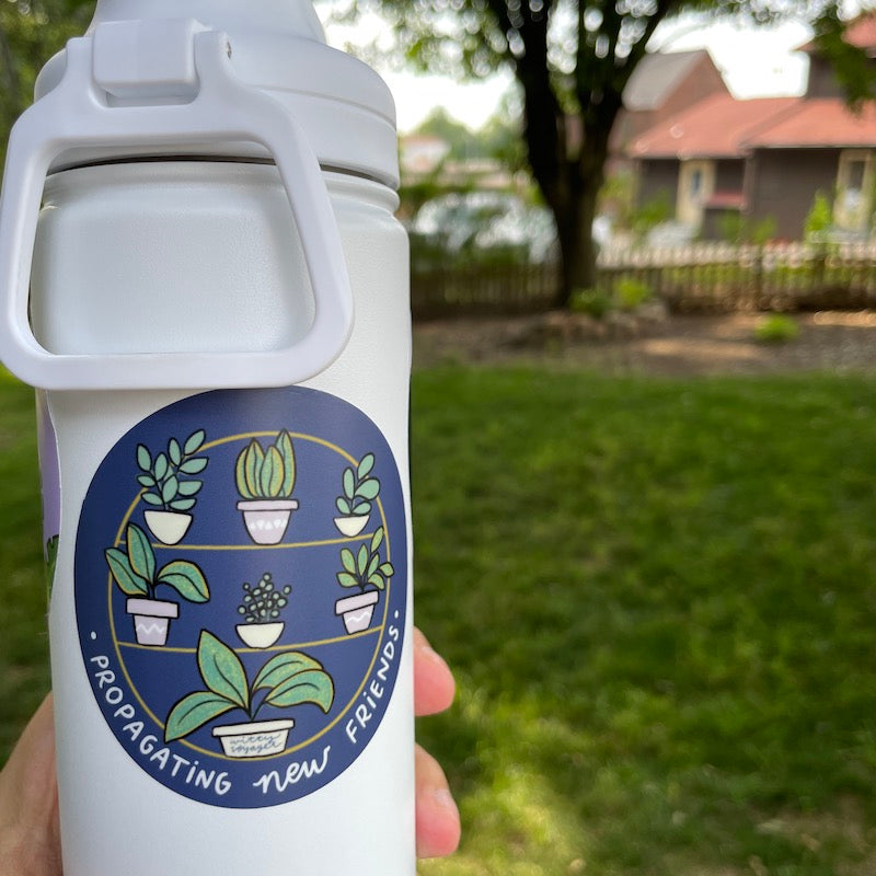 propagating new friends vinyl sticker water bottle