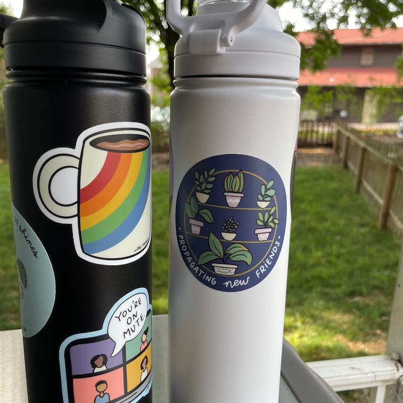 propagating new friends vinyl sticker water bottles