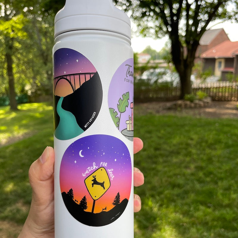 watch for deer vinyl sticker water bottle