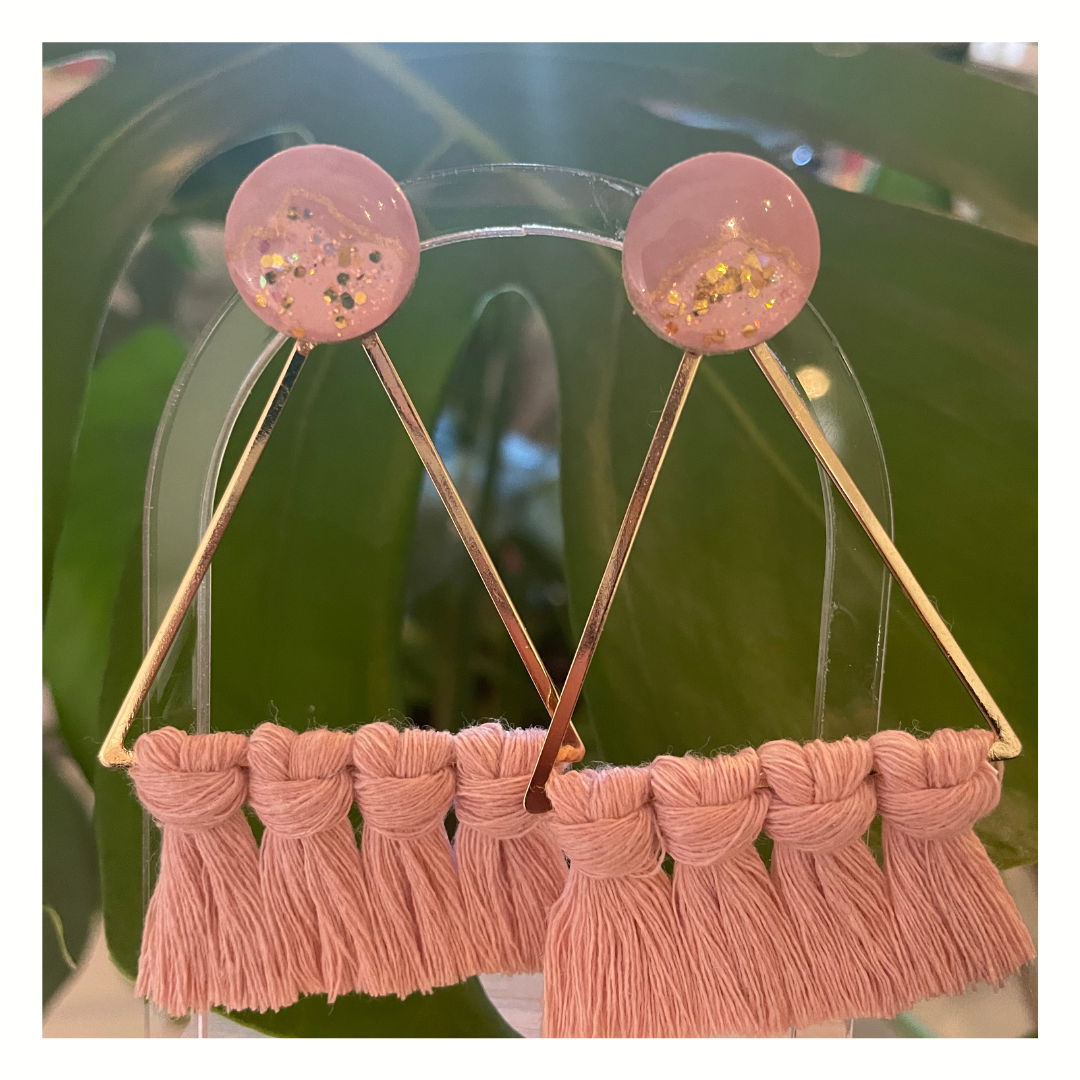 Macrame stud earrings deals