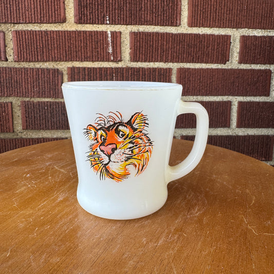 Vintage Exxon Tiger Milk Glass Mug