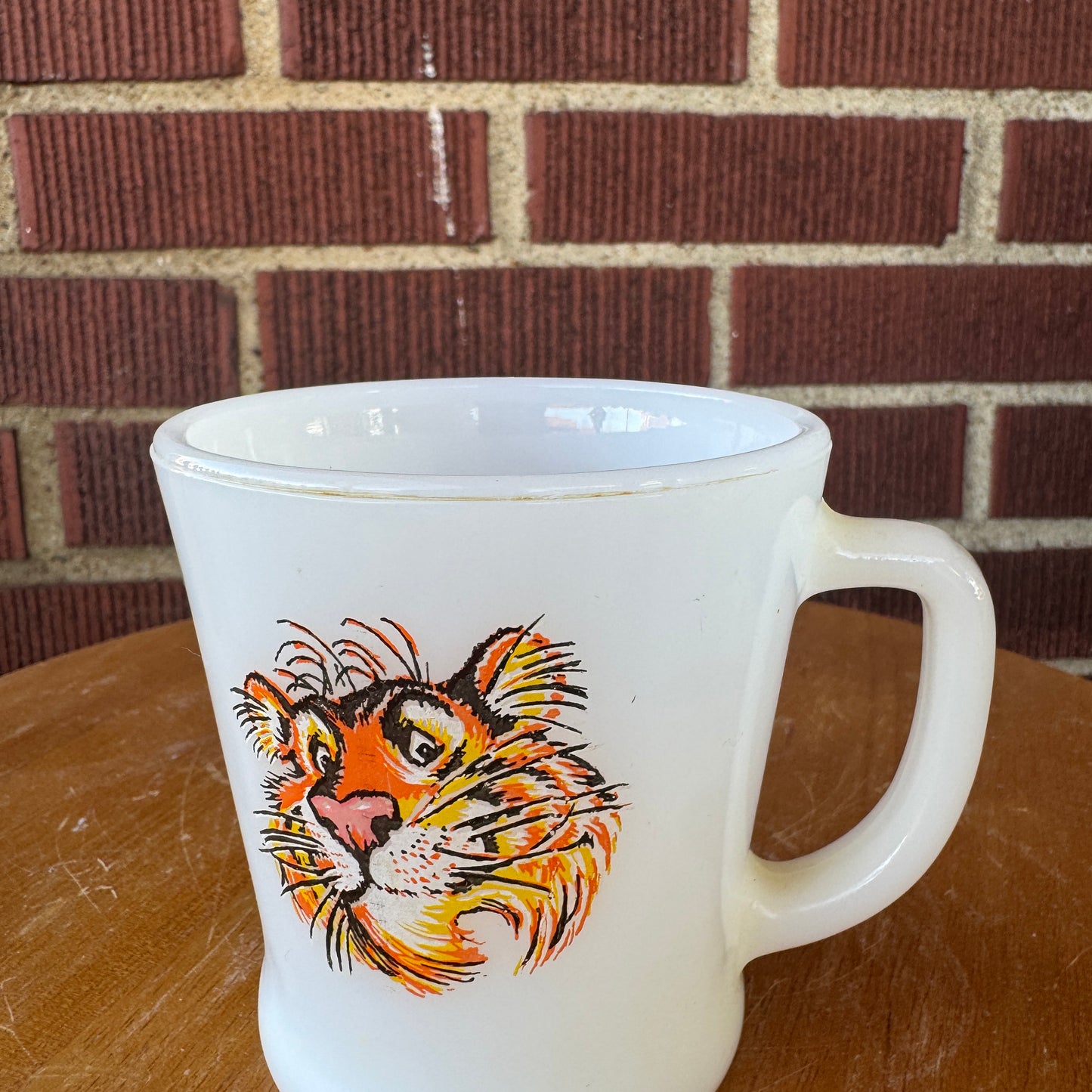 Vintage Exxon Tiger Milk Glass Mug